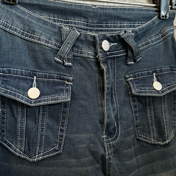 ROMWE Denim Blue Jeans Double Front Pockets Woman’s 4 Small - Picture 2 of 7